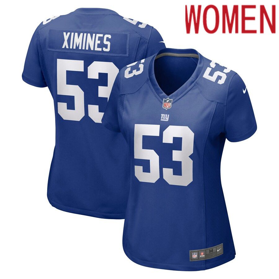 Women New York Giants #53 Oshane Ximines Nike Royal Game NFL Jersey
